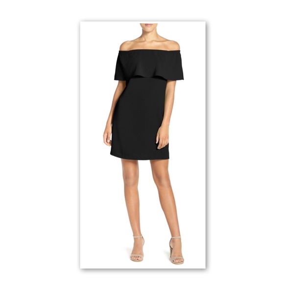 Charles Henry Dresses & Skirts - Charles Henry Off Shoulder Ruffle Black Mini Dress